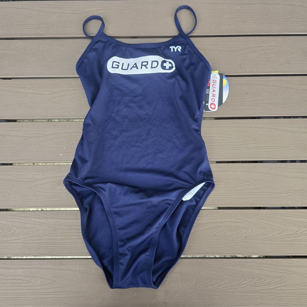 TYR Durafast Elite Life Guard Navy Cutoutfit One Piece Women Size 32 New
